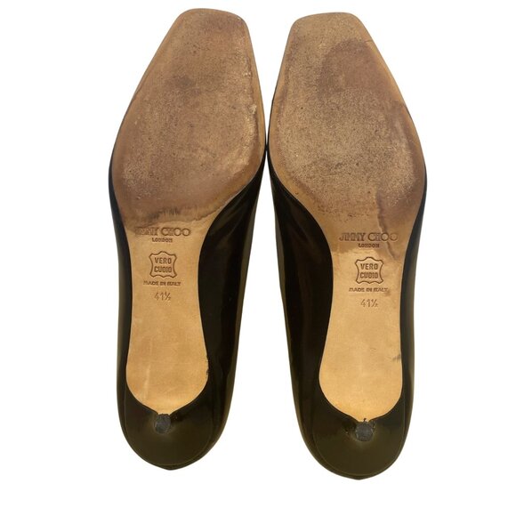 Jimmy Choo Women’s Black Patent Leather Chain Embellished Kitten Heels Size 41.5 - Picture 8 of 9